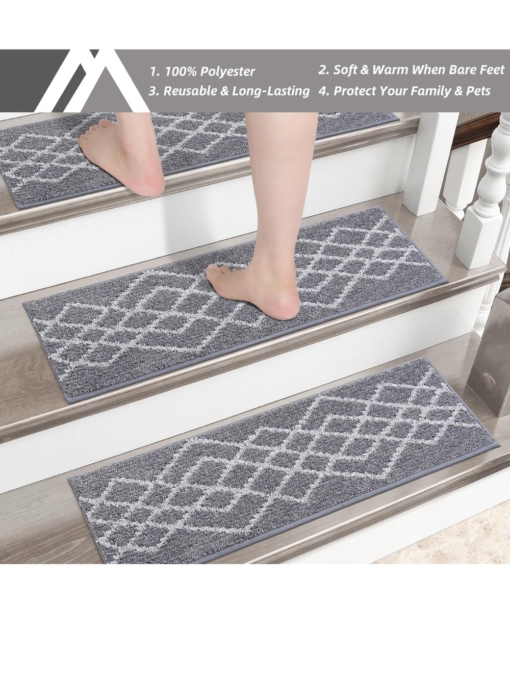 Stair Treads 15pcs Non-Slip Carpet Mat 28inX9in Indoor Stair Runners - Picture 3 of 9